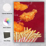 Crispy Fried Chicken and French Fries Fast Food Illustration Canvas Wall Art Print Decor Picture Ready to Hang