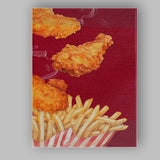 Crispy Fried Chicken and French Fries Fast Food Illustration Canvas Wall Art Print Decor Picture Ready to Hang