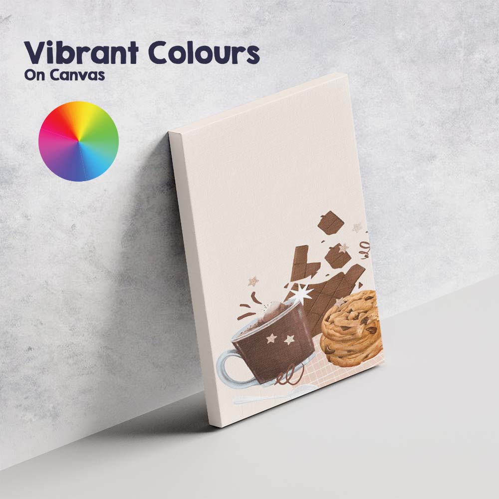 Cosy Hot Chocolate Cookies and Chocolate Treats Illustration Canvas Wall Art Print Decor Picture Ready to Hang