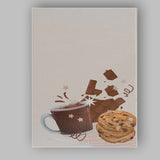 Cosy Hot Chocolate Cookies and Chocolate Treats Illustration Canvas Wall Art Print Decor Picture Ready to Hang