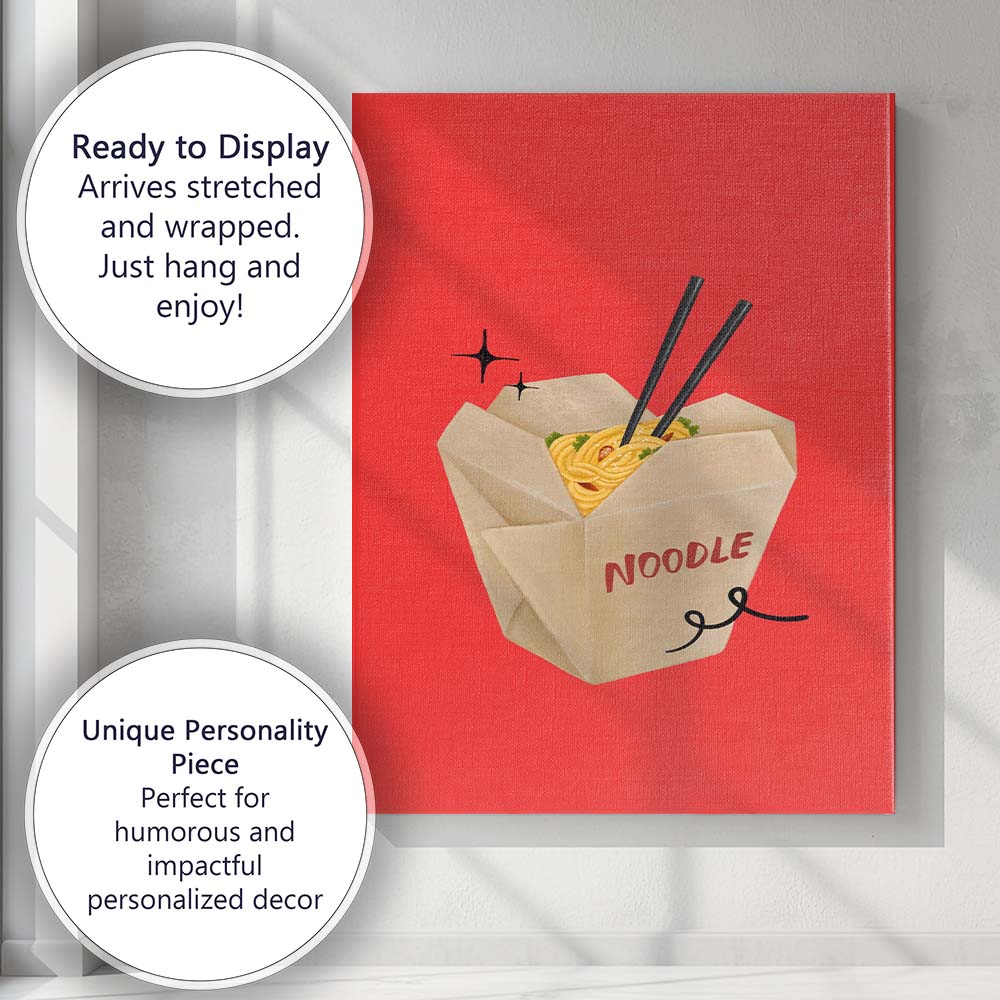 Minimal Takeaway Noodle Box Asian Food Illustration Canvas Wall Art Print Decor Picture Ready to Hang