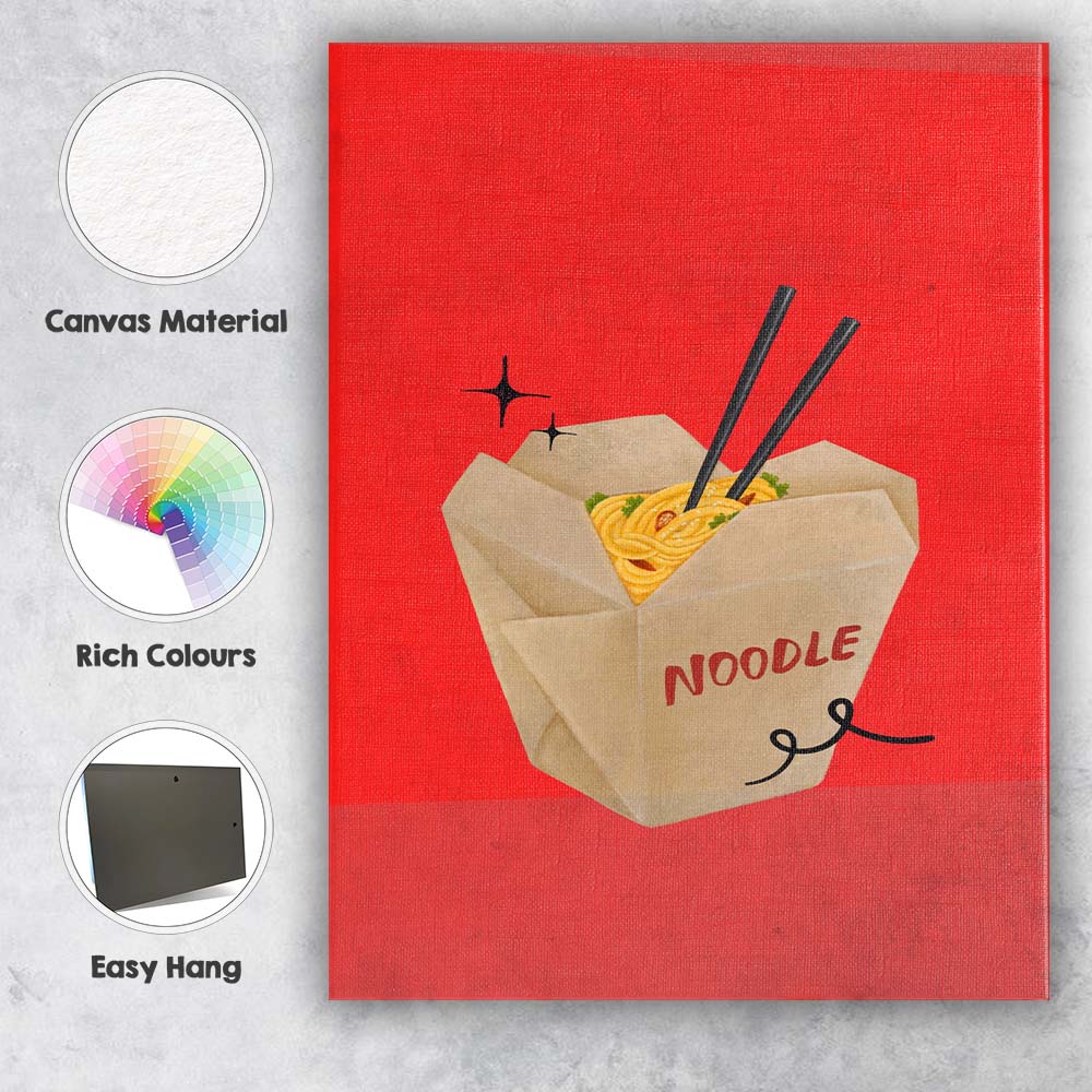 Minimal Takeaway Noodle Box Asian Food Illustration Canvas Wall Art Print Decor Picture Ready to Hang