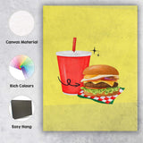 Cheeseburger and Soft Drink Fast Food Illustration Canvas Wall Art Print Decor Picture Ready to Hang