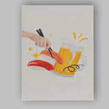 Japanese Sushi and Beer Minimal Food Illustration Canvas Wall Art Print Decor Picture Ready to Hang