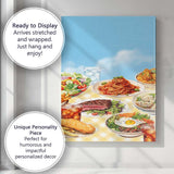 International Cuisine Buffet Food Collection Illustration Canvas Wall Art Print Decor Picture Ready to Hang