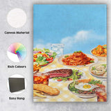 International Cuisine Buffet Food Collection Illustration Canvas Wall Art Print Decor Picture Ready to Hang
