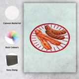 Classic Bacon and Sausage Breakfast Plate Illustration Canvas Wall Art Print Decor Picture Ready to Hang