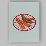 Classic Bacon and Sausage Breakfast Plate Illustration Canvas Wall Art Print Decor Picture Ready to Hang