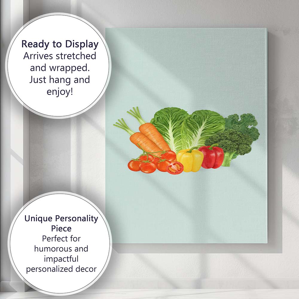 Fresh Garden Vegetables Healthy Produce Illustration Canvas Wall Art Print Decor Picture Ready to Hang
