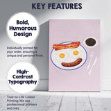 Watercolour Smiley Face Bacon Eggs Sausage Breakfast Illustration Canvas Wall Art Print Decor Picture Ready to Hang