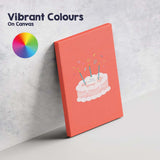 Cute Happy Birthday Celebration Cake Illustration Canvas Wall Art Print Decor Picture Ready to Hang