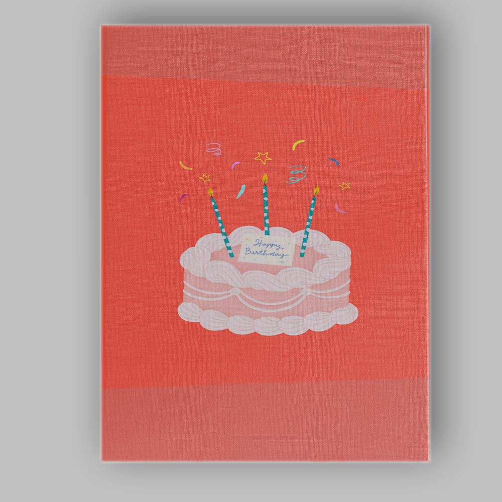 Cute Happy Birthday Celebration Cake Illustration Canvas Wall Art Print Decor Picture Ready to Hang