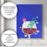 Modern Festive Red Wine Glass Celebration Illustration Canvas Wall Art Print Decor Picture Ready to Hang