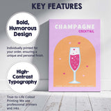 Champagne Cocktail Celebration Poster Illustration Canvas Wall Art Print Decor Picture Ready to Hang
