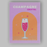 Champagne Cocktail Celebration Poster Illustration Canvas Wall Art Print Decor Picture Ready to Hang