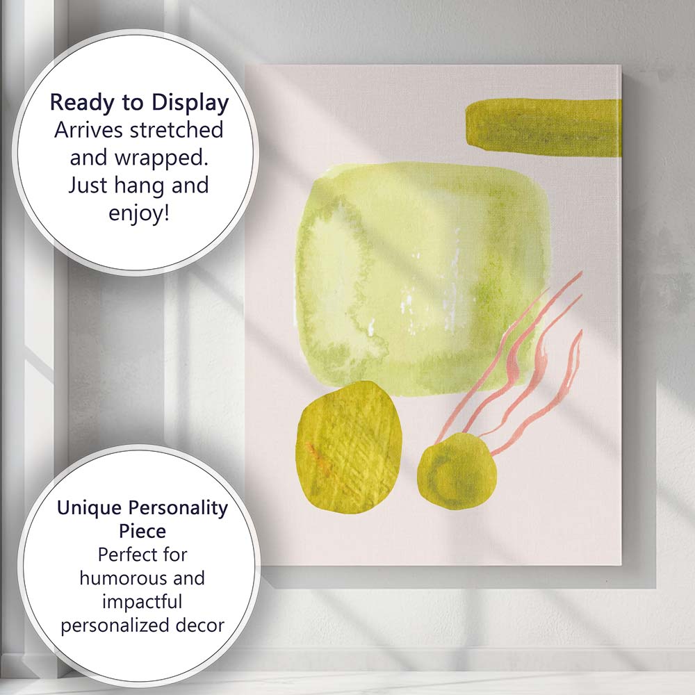 Abstract Watercolour Green Matcha Tea Ingredients Illustration Canvas Wall Art Print Decor Picture Ready to Hang