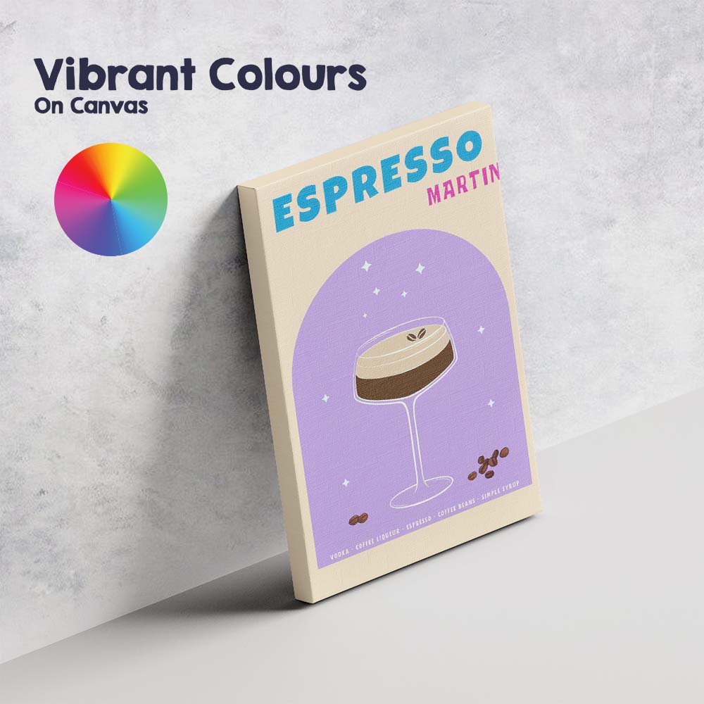 Espresso Martini Coffee Cocktail Bar Drink Illustration Canvas Wall Art Print Decor Picture Ready to Hang