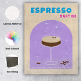 Espresso Martini Coffee Cocktail Bar Drink Illustration Canvas Wall Art Print Decor Picture Ready to Hang