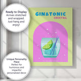 Gin And Tonic Cocktail Lime Highball Drink Illustration Canvas Wall Art Print Decor Picture Ready to Hang