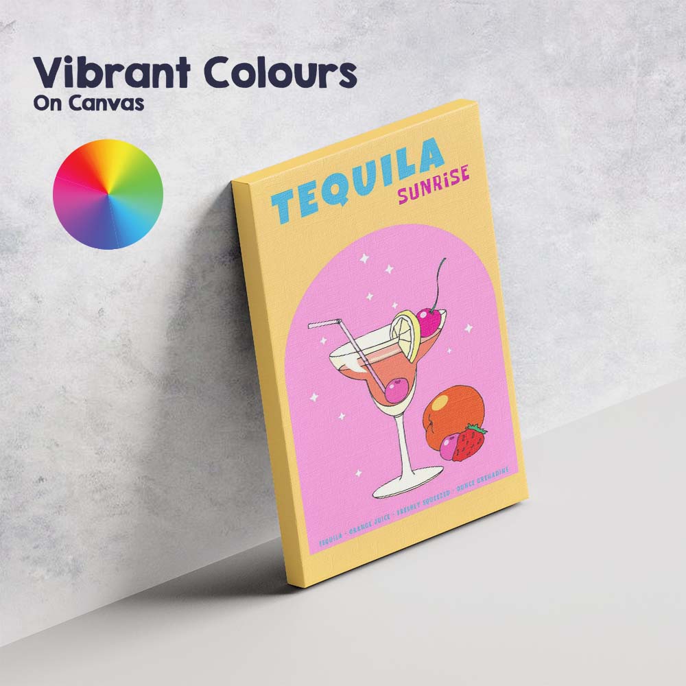 Tequila Sunrise Citrus Cocktail Bar Drink Illustration Canvas Wall Art Print Decor Picture Ready to Hang