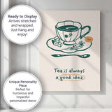 Minimalist Tea Cup Kitchen Quote Line Art Illustration Canvas Wall Art Print Decor Picture Ready to Hang