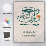 Minimalist Tea Cup Kitchen Quote Line Art Illustration Canvas Wall Art Print Decor Picture Ready to Hang