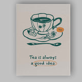 Minimalist Tea Cup Kitchen Quote Line Art Illustration Canvas Wall Art Print Decor Picture Ready to Hang