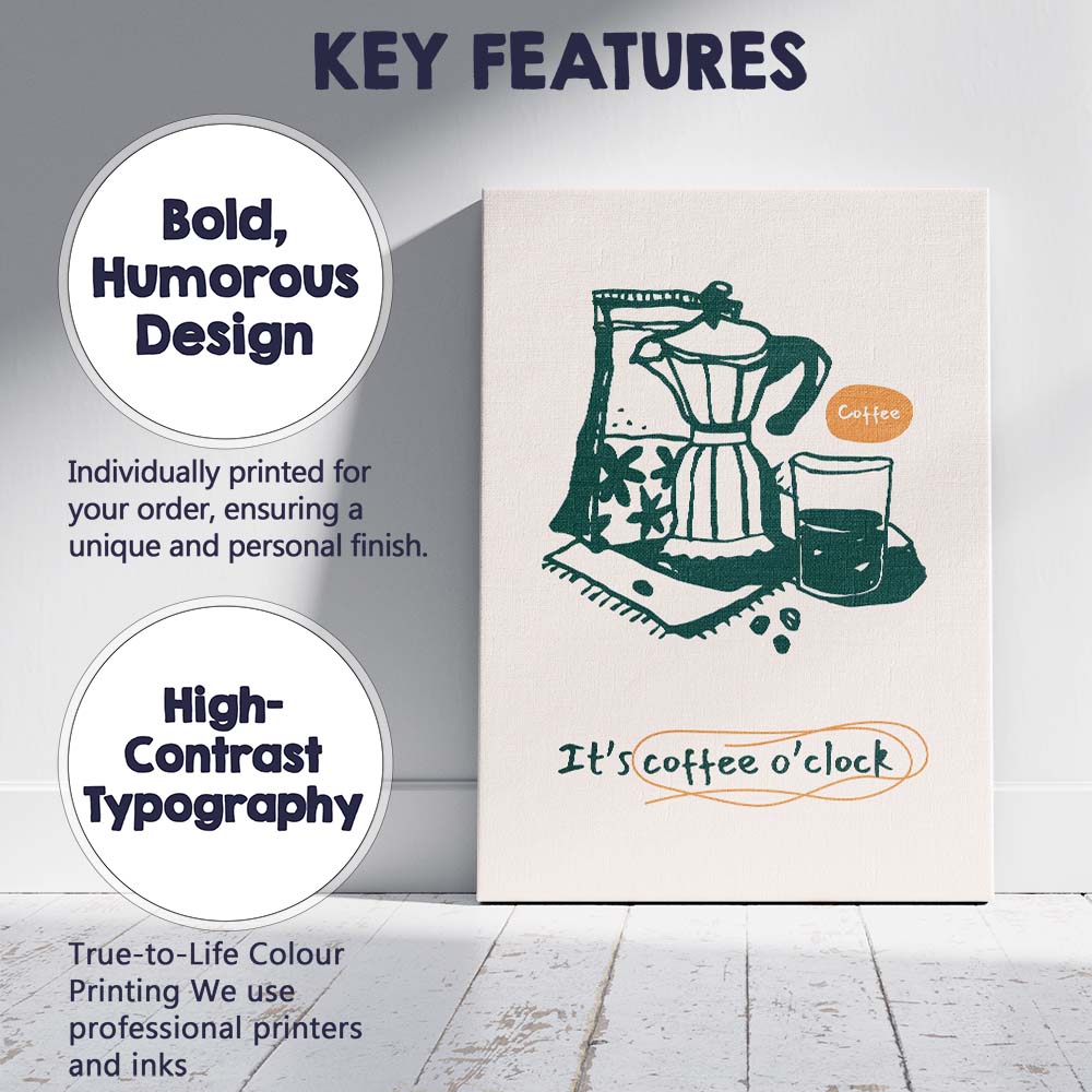 Minimalist Moka Pot Coffee Brewing Kitchen Line Art Illustration Canvas Wall Art Print Decor Picture Ready to Hang