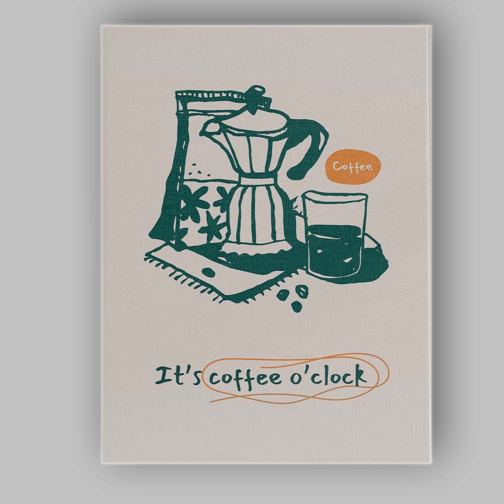 Minimalist Moka Pot Coffee Brewing Kitchen Line Art Illustration Canvas Wall Art Print Decor Picture Ready to Hang