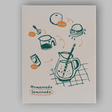 Minimalist Homemade Lemonade Recipe Kitchen Line Art Illustration Canvas Wall Art Print Decor Picture Ready to Hang