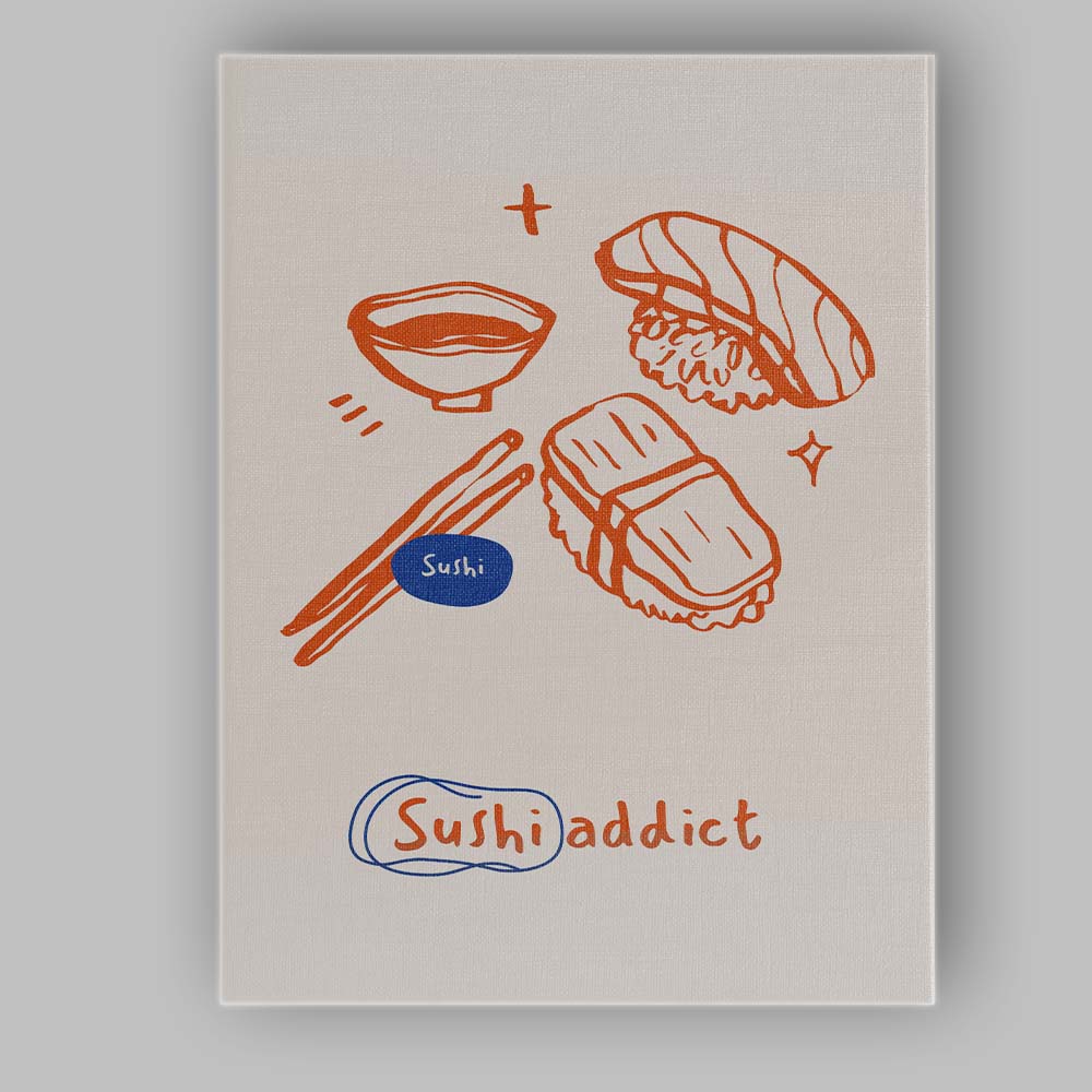 Minimalist Sushi Food Kitchen Line Art Illustration Canvas Wall Art Print Decor Picture Ready to Hang