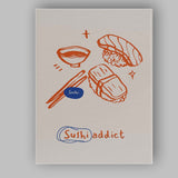 Minimalist Sushi Food Kitchen Line Art Illustration Canvas Wall Art Print Decor Picture Ready to Hang