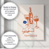 Minimalist Wine Bottle Glasses Quote Line Art Illustration Canvas Wall Art Print Decor Picture Ready to Hang
