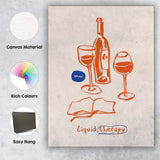 Minimalist Wine Bottle Glasses Quote Line Art Illustration Canvas Wall Art Print Decor Picture Ready to Hang