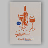 Minimalist Wine Bottle Glasses Quote Line Art Illustration Canvas Wall Art Print Decor Picture Ready to Hang