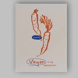Minimalist Vegan Carrot Kitchen Line Art Illustration Canvas Wall Art Print Decor Picture Ready to Hang