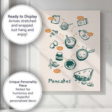 Minimalist Homemade Pancake Recipe Kitchen Line Art Illustration Canvas Wall Art Print Decor Picture Ready to Hang