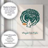 Minimalist Cabbage Vegan Lifestyle Line Art Illustration Canvas Wall Art Print Decor Picture Ready to Hang
