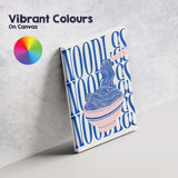 Modern Blue Noodle Bowl Typography Food Illustration Canvas Wall Art Print Decor Picture Ready to Hang
