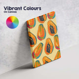Vibrant Tropical Papaya Fruit Repeat Pattern Canvas Wall Art Print Decor Picture Ready to Hang