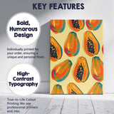 Vibrant Tropical Papaya Fruit Repeat Pattern Canvas Wall Art Print Decor Picture Ready to Hang