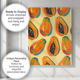 Vibrant Tropical Papaya Fruit Repeat Pattern Canvas Wall Art Print Decor Picture Ready to Hang