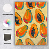 Vibrant Tropical Papaya Fruit Repeat Pattern Canvas Wall Art Print Decor Picture Ready to Hang