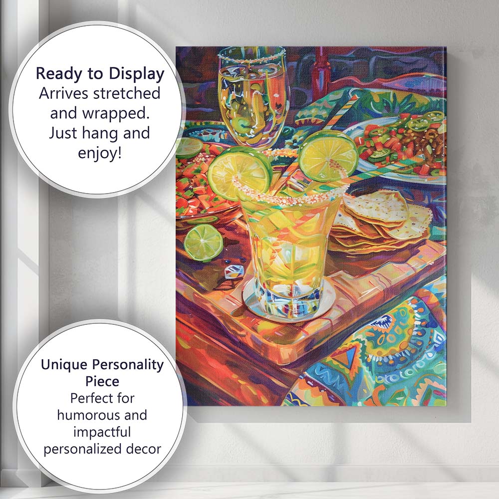 Vibrant Margarita Cocktail Mexican Fiesta Food Painting Canvas Wall Art Print Decor Picture Ready to Hang