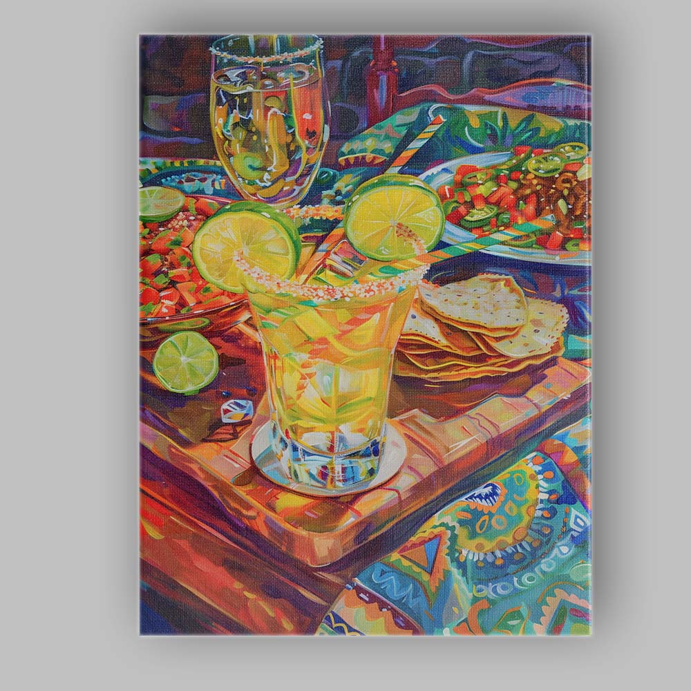 Vibrant Margarita Cocktail Mexican Fiesta Food Painting Canvas Wall Art Print Decor Picture Ready to Hang
