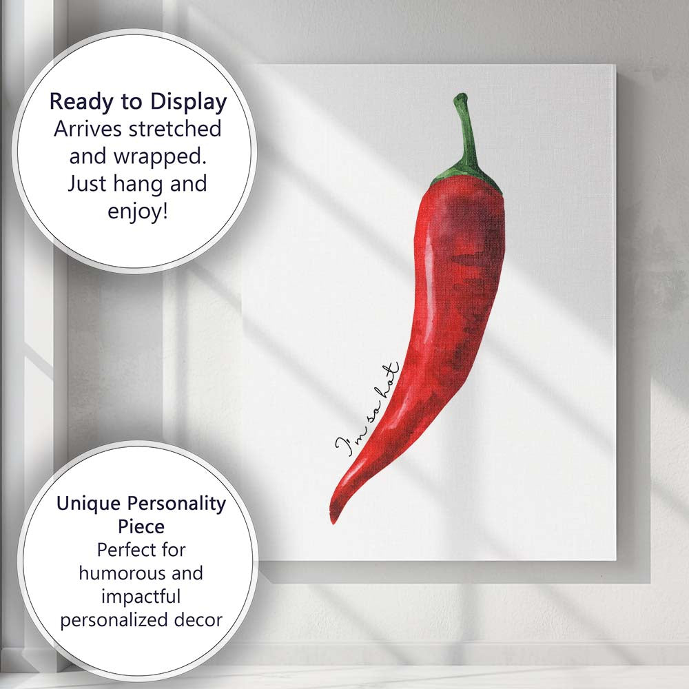 Watercolour Red Chilli Pepper Botanical Kitchen Illustration Canvas Wall Art Print Decor Picture Ready to Hang