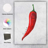Watercolour Red Chilli Pepper Botanical Kitchen Illustration Canvas Wall Art Print Decor Picture Ready to Hang