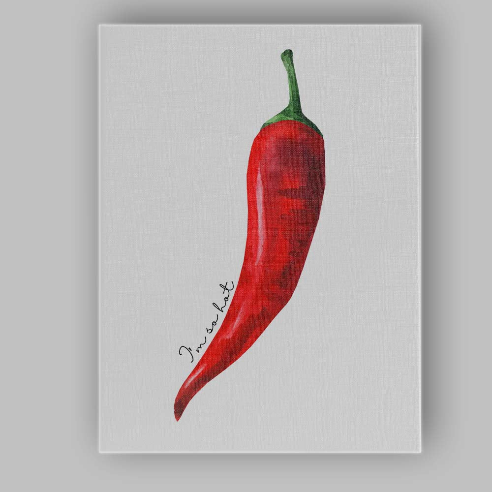 Watercolour Red Chilli Pepper Botanical Kitchen Illustration Canvas Wall Art Print Decor Picture Ready to Hang