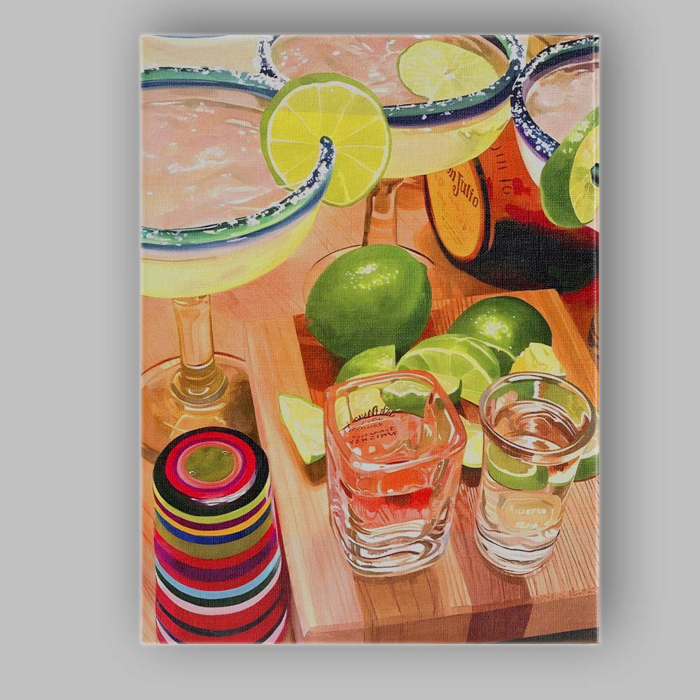 Fresh Lime Margarita Cocktail Bar Still Life Canvas Wall Art Print Decor Picture Ready to Hang