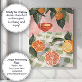 Modern Citrus Picnic Wine Glass Fruit Illustration Canvas Wall Art Print Decor Picture Ready to Hang